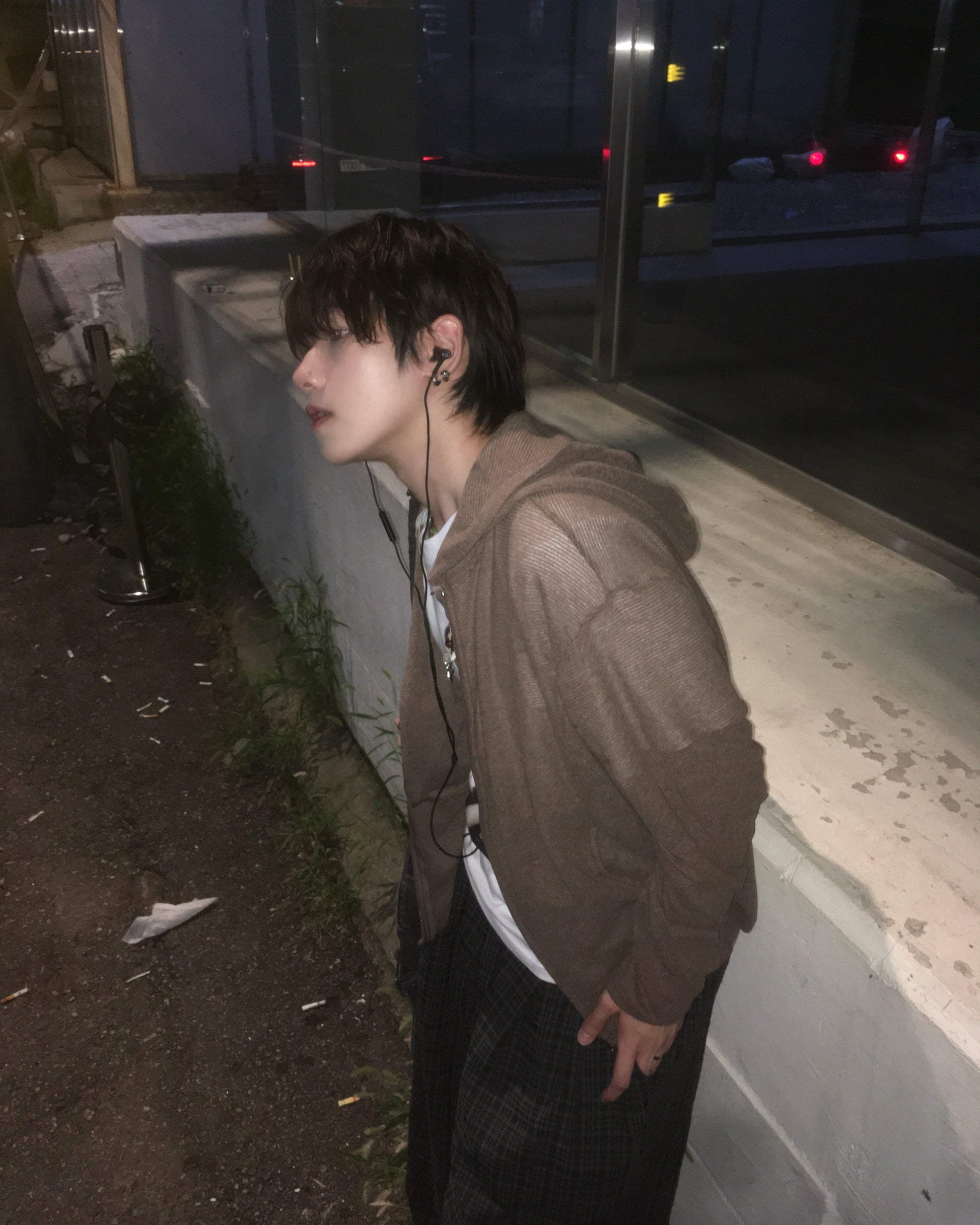 mesh hooded jacket (brown)