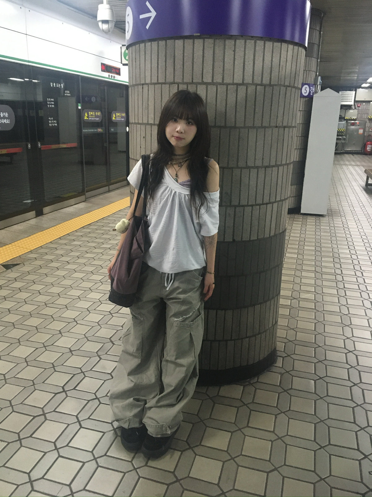 (★best) textured off shoulder blouse