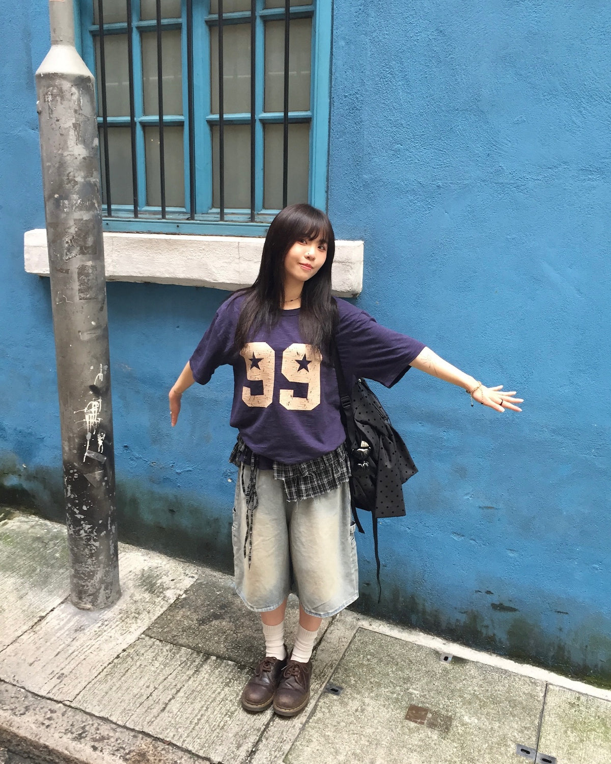 checked layer skirt (black)