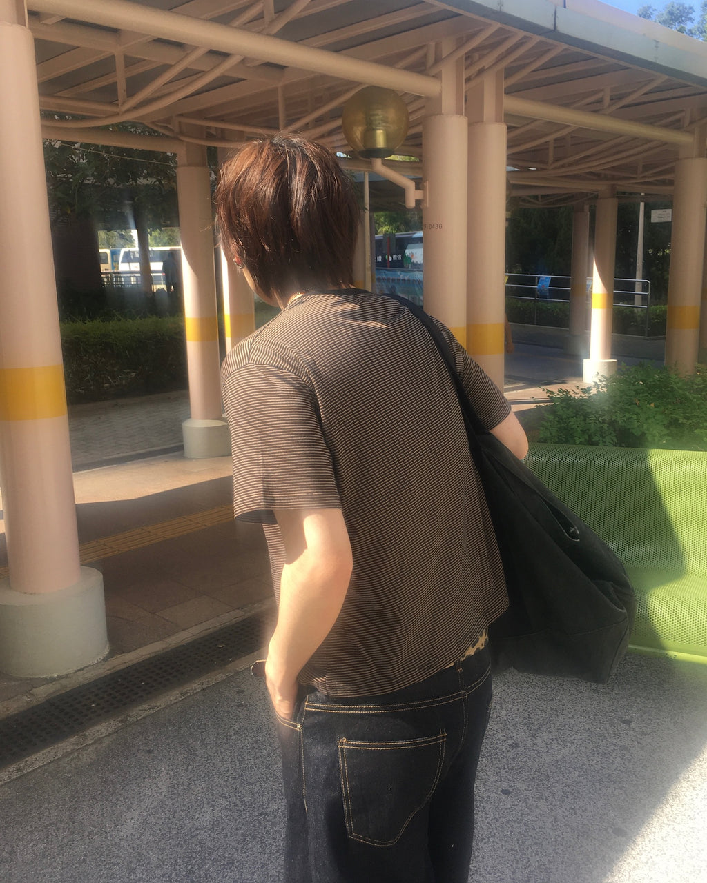 basic striped tee (black)