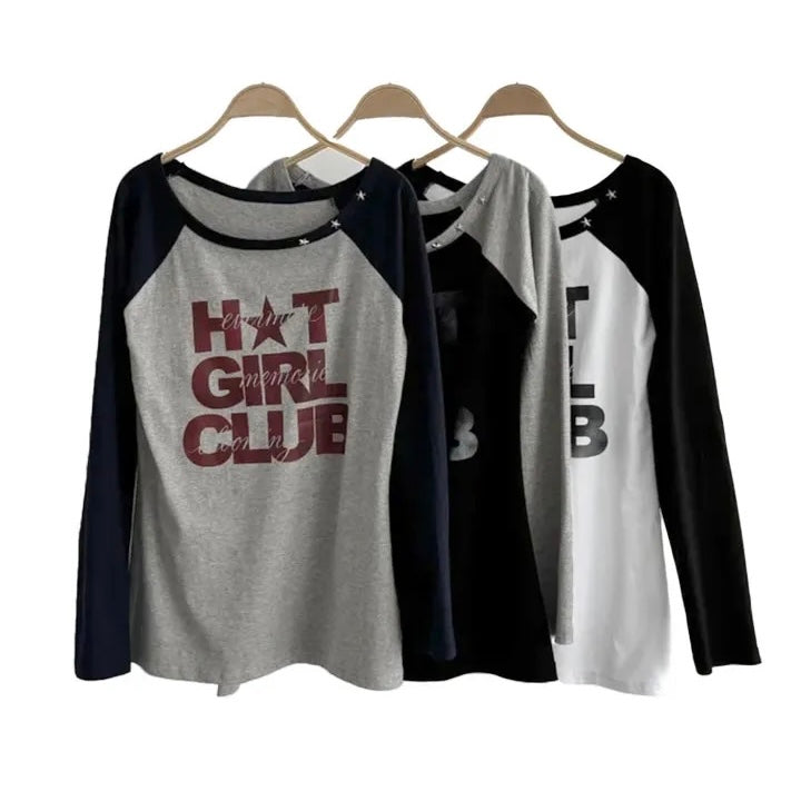hot girl raglan tee (white)