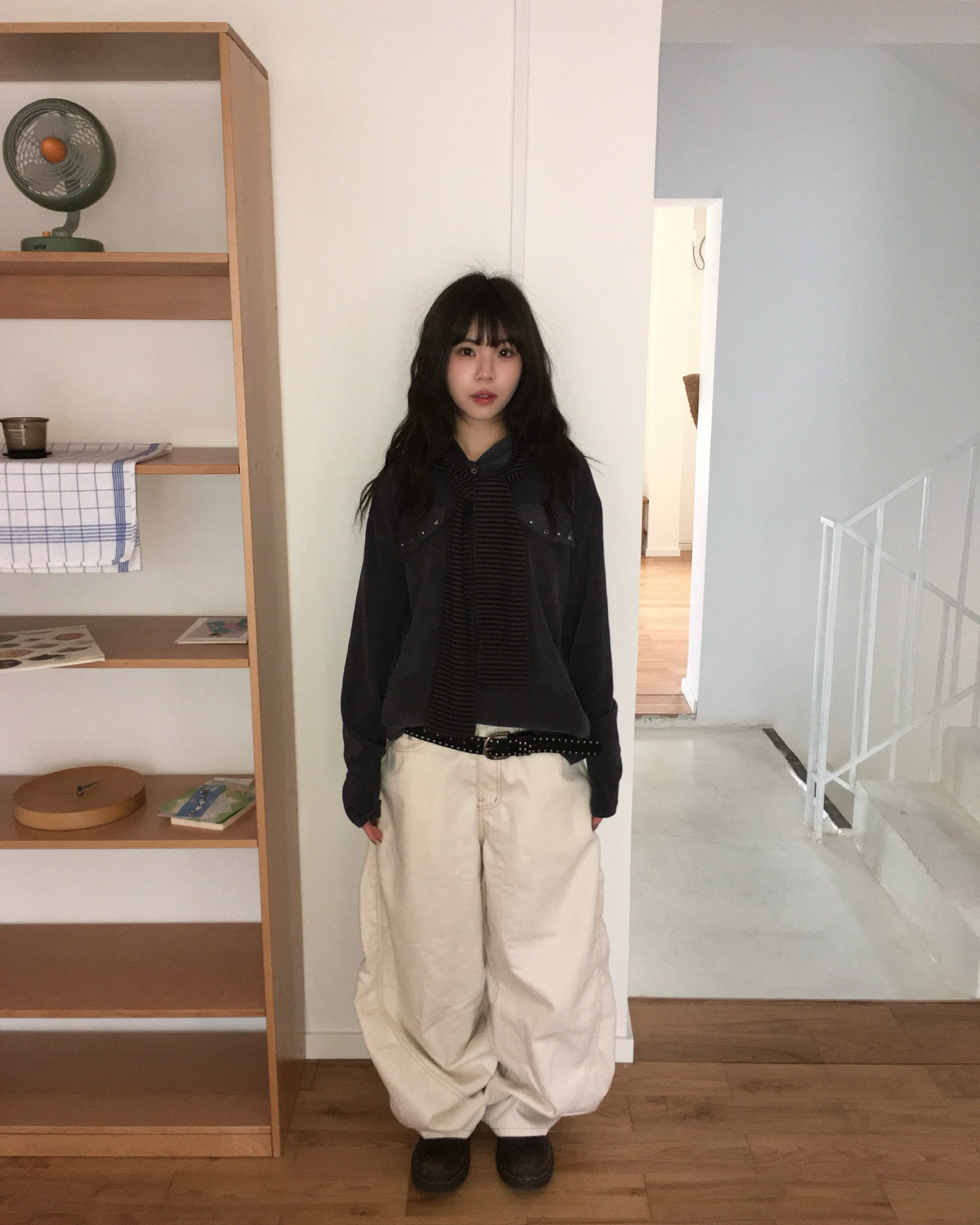 stitch pocket pants (cream)