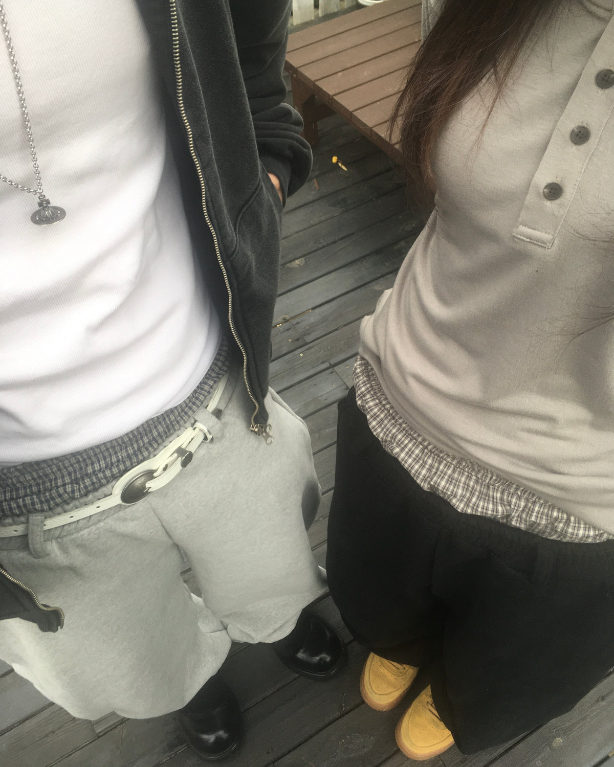 trunk layered sweat pants (black)