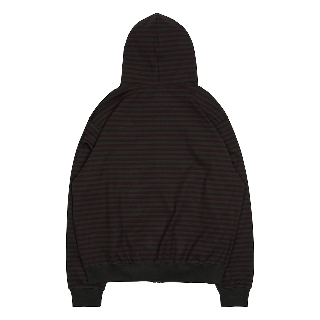 TCM STRIPE HOODED ZIP-UP (CHARCOAL/BURGUNDY)