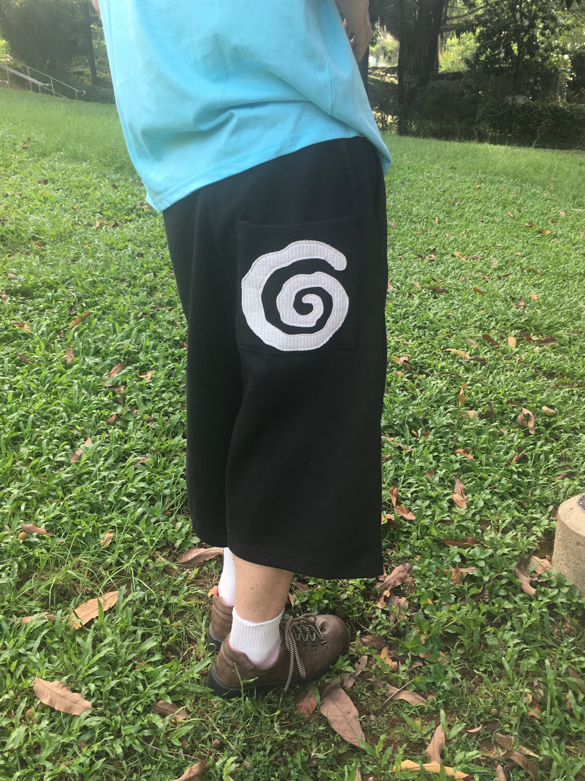 spiral half sweat pants (black)