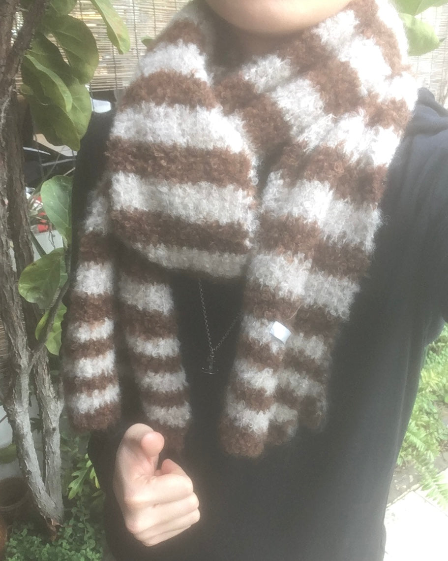 striped wool scarf (brown)