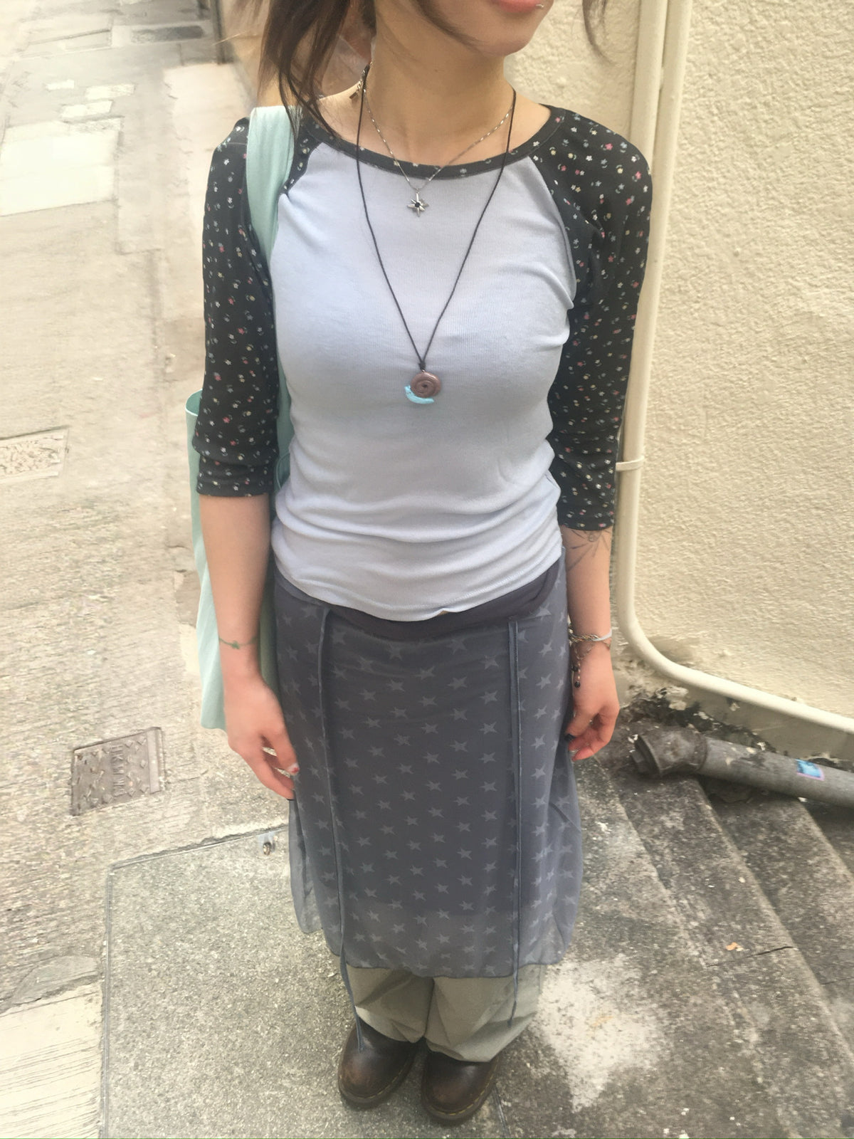 flower raglan 7 sleeve tee (sora)