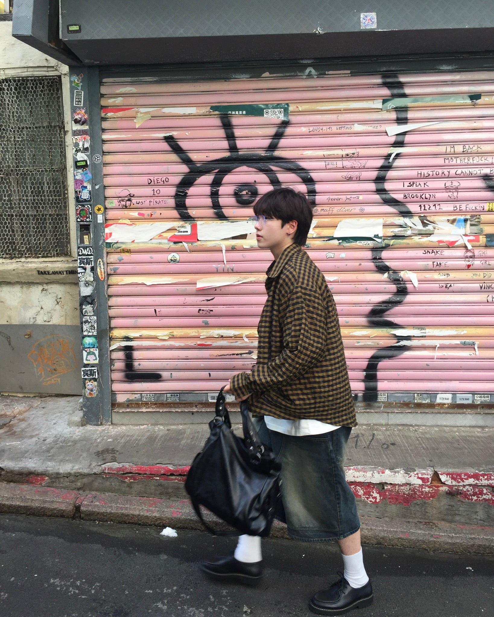 crunch checked shirt (olive)