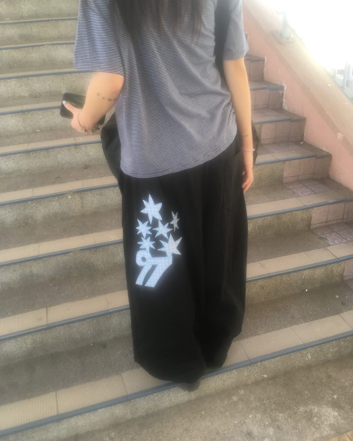 97 patch cotton pants (black)