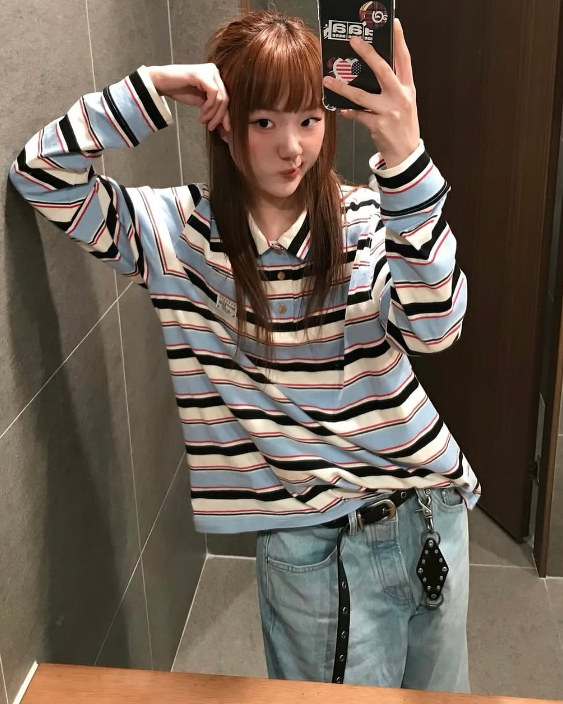 AEAE STRIPE PK T-SHIRTS (SKY BLUE)