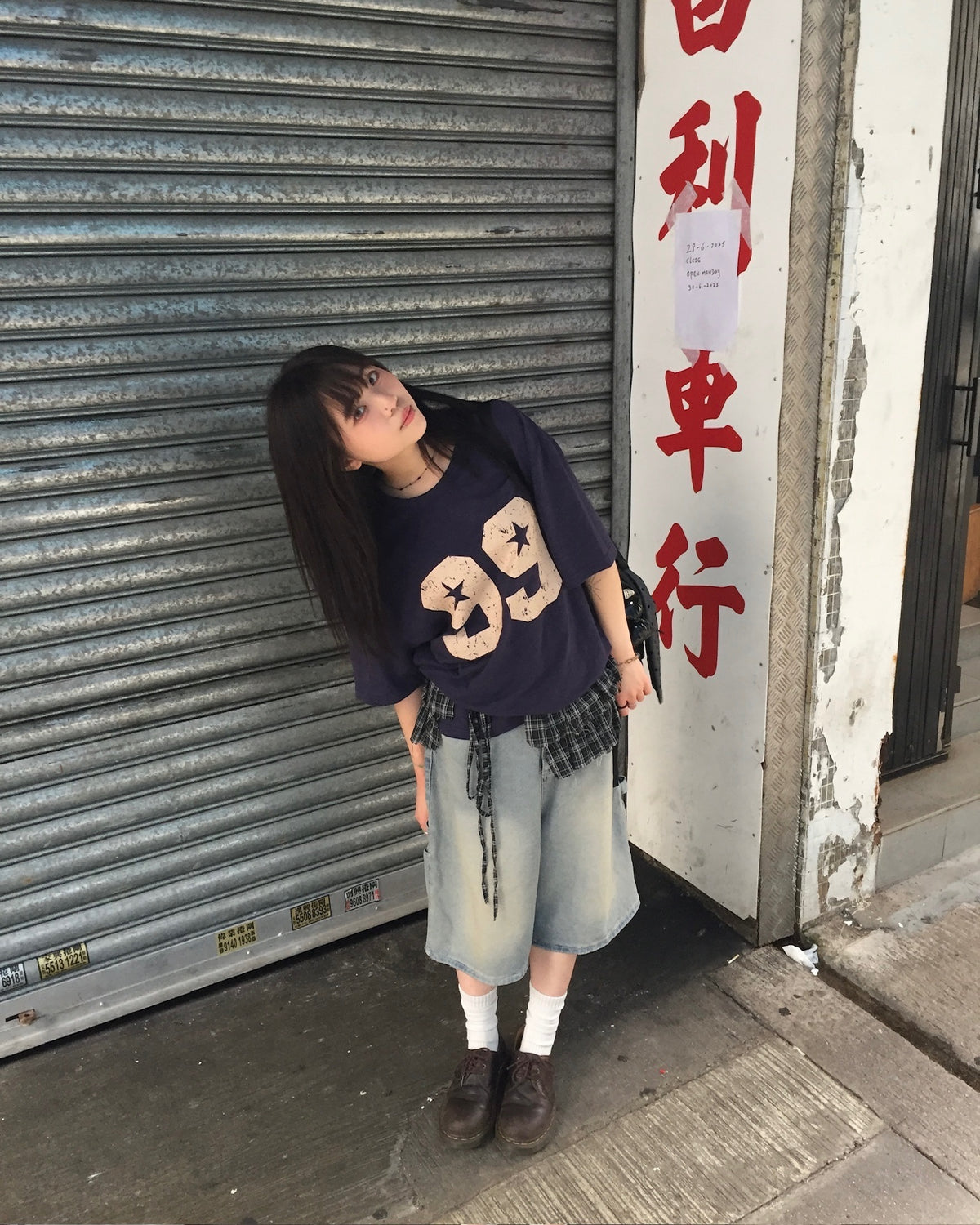 checked layer skirt (black)
