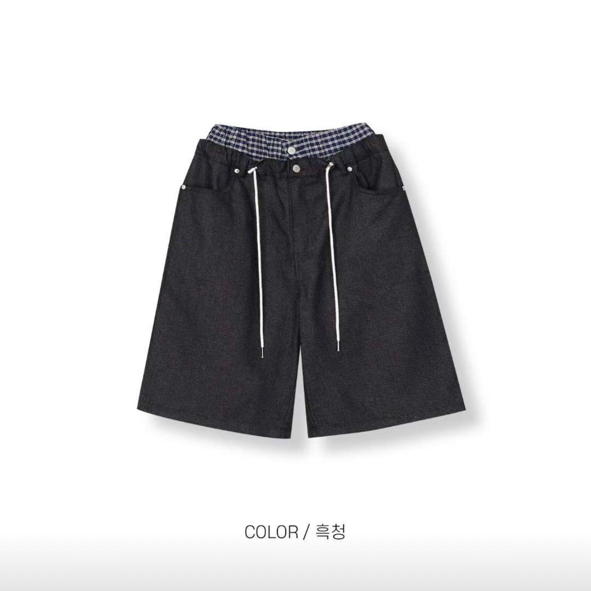 trunk layered half pants (black)