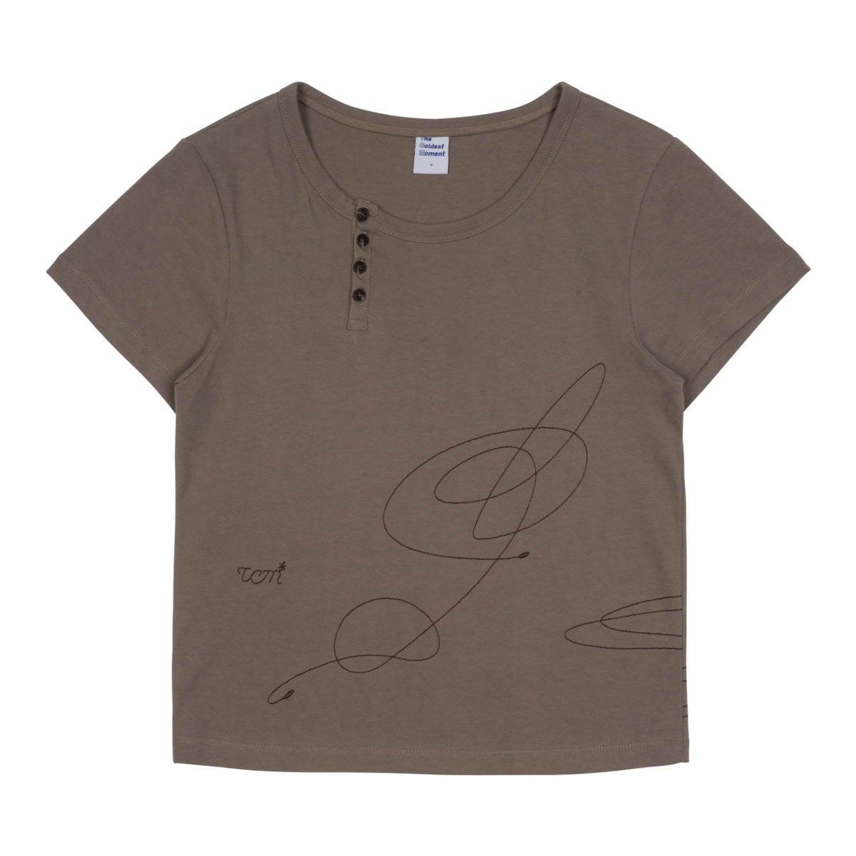 TCM STITCH SIDE HENLY NECK TEE (BROWN)
