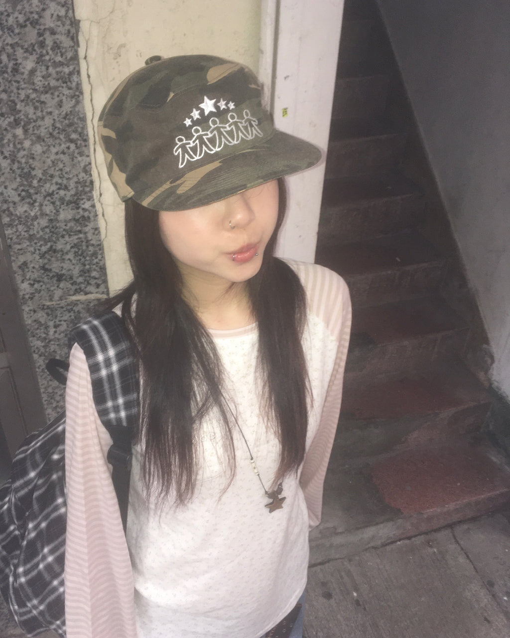 five star pillbox cap (camo)