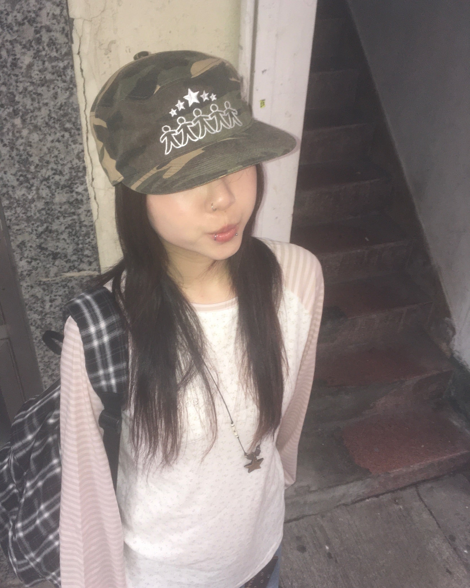 five star pillbox cap (camo)