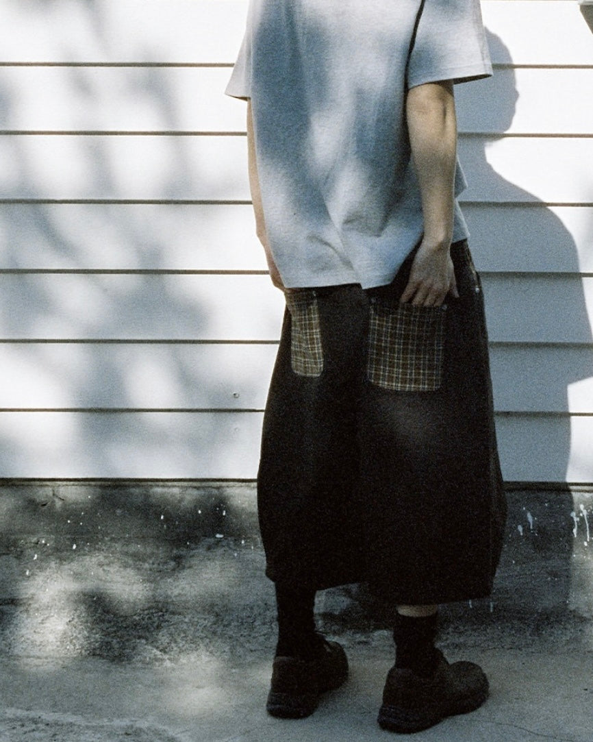TCM CHECK POCKET HALF PANTS (CHARCOAL)
