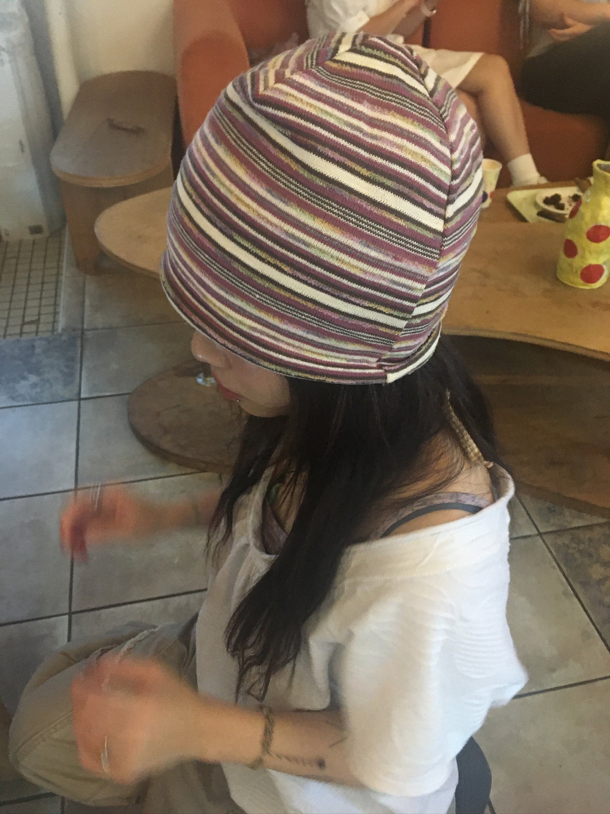coco stripe beanie (pink)