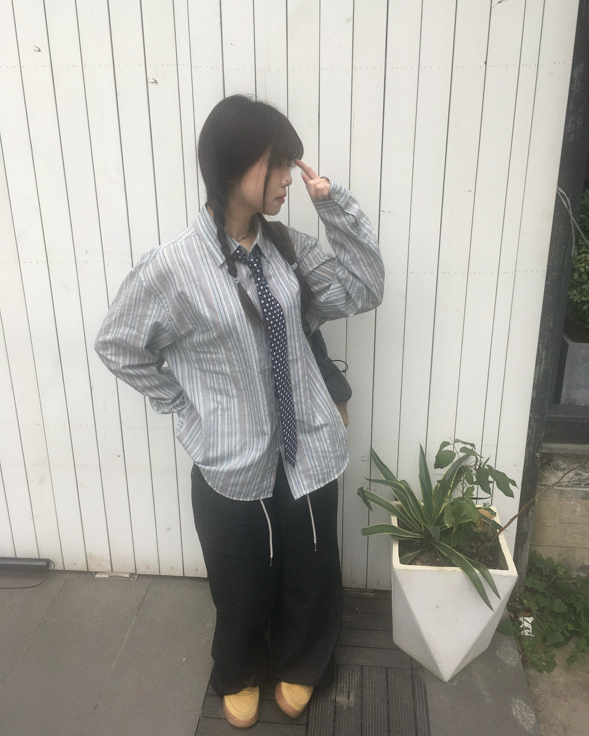 striped crop shirt (blue)
