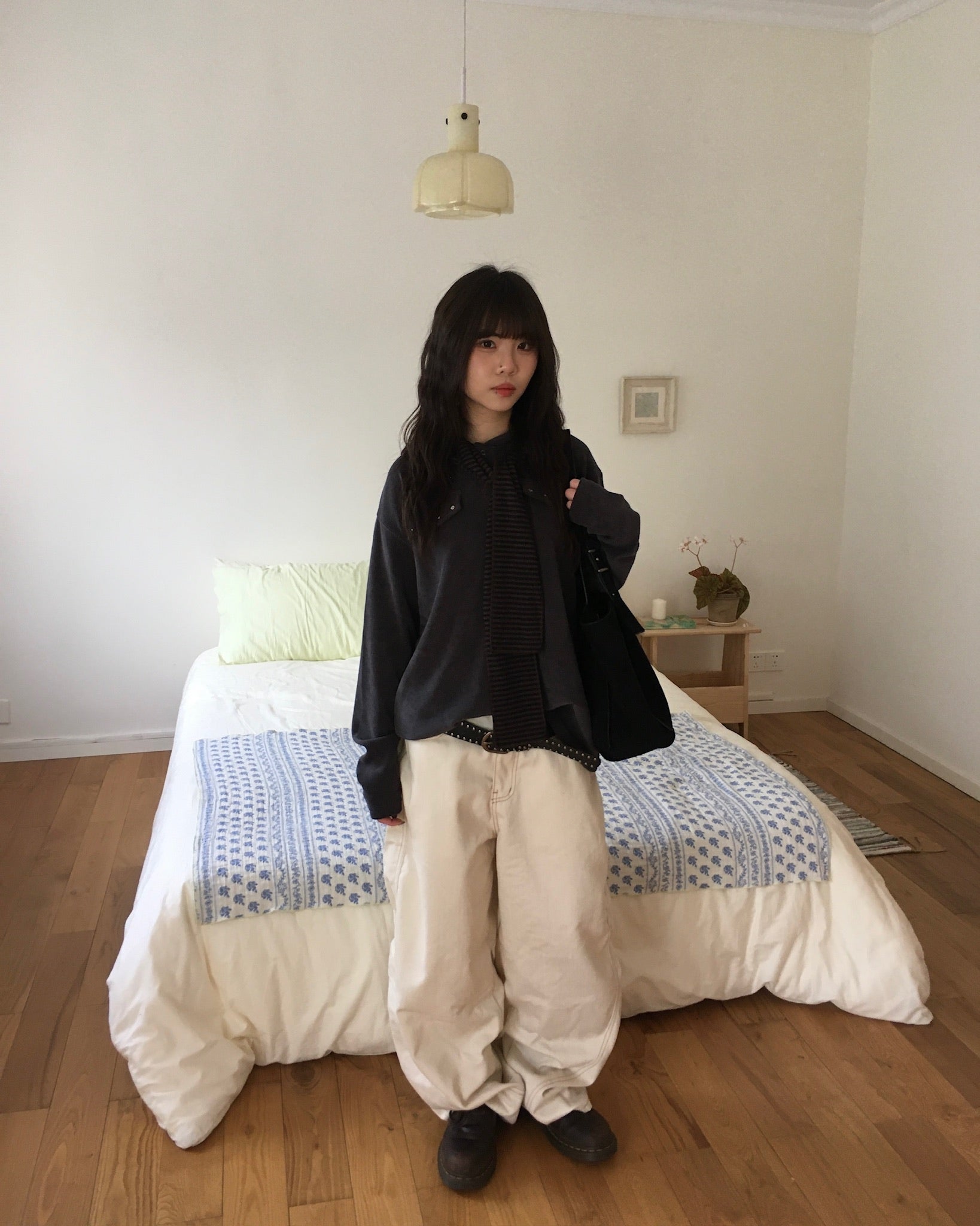 stitch pocket pants (cream)