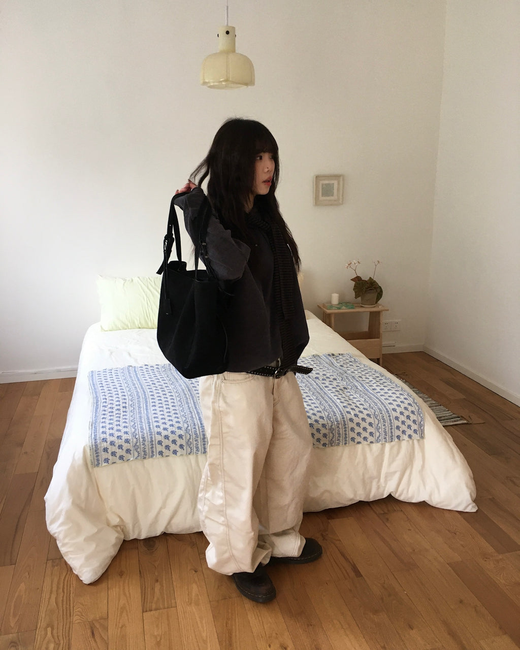 stitch pocket pants (cream)