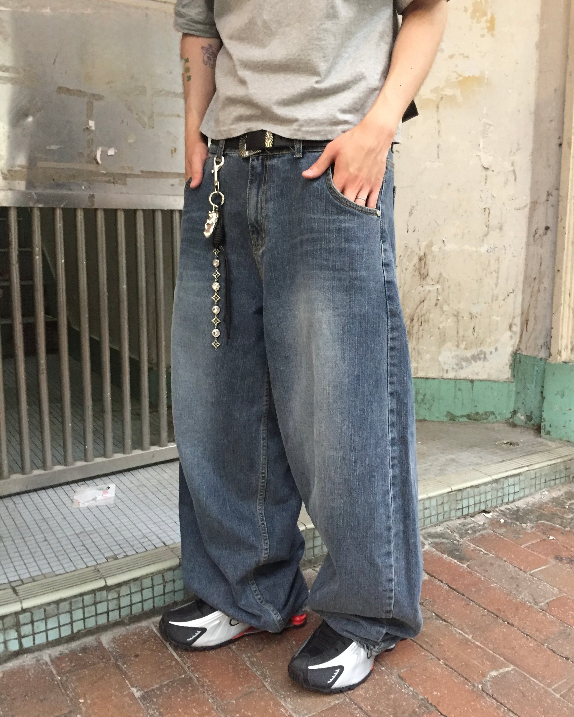 slub balloon wide jeans