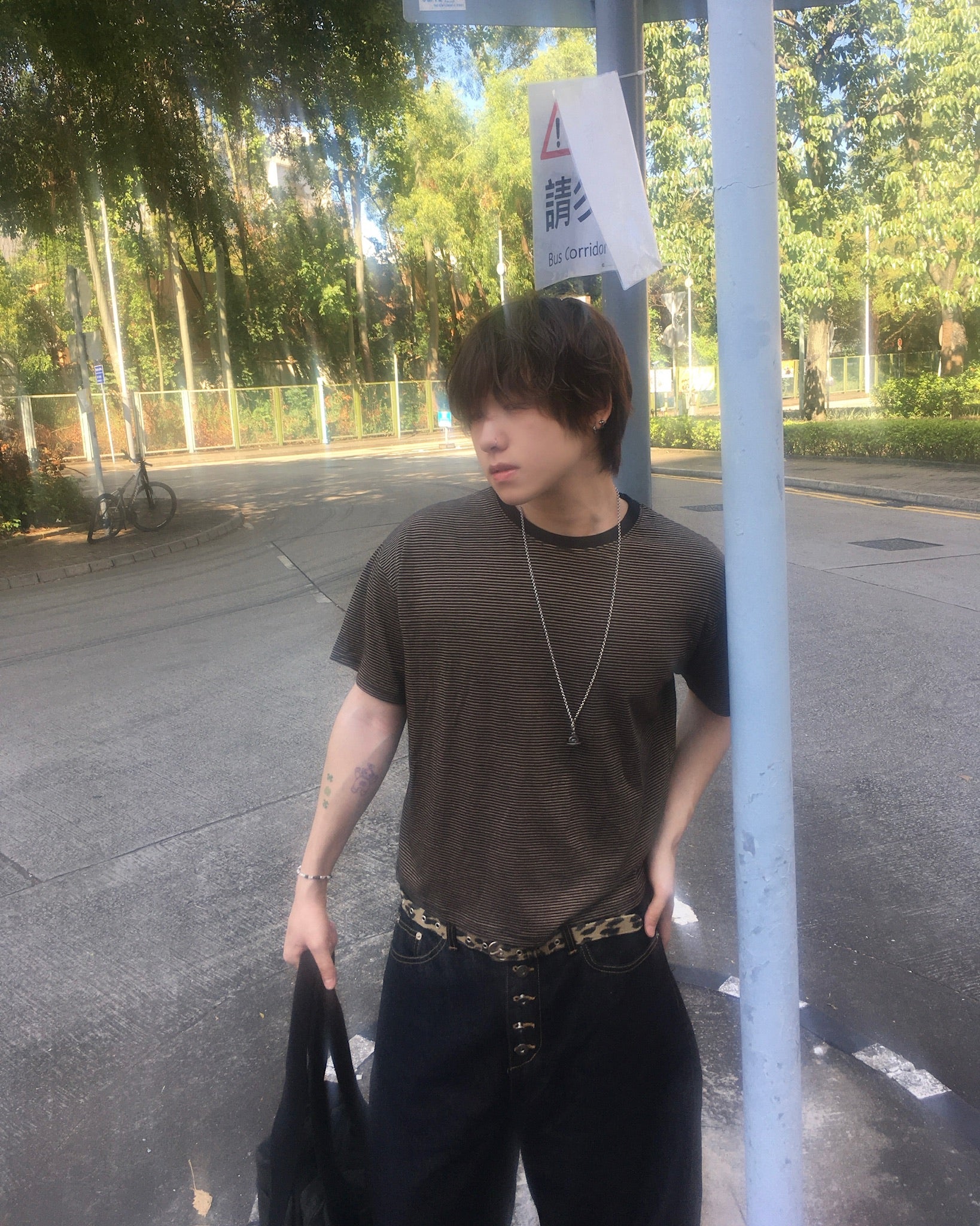 basic striped tee (black)