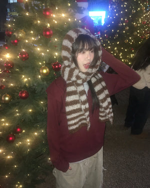 striped wool scarf (brown)