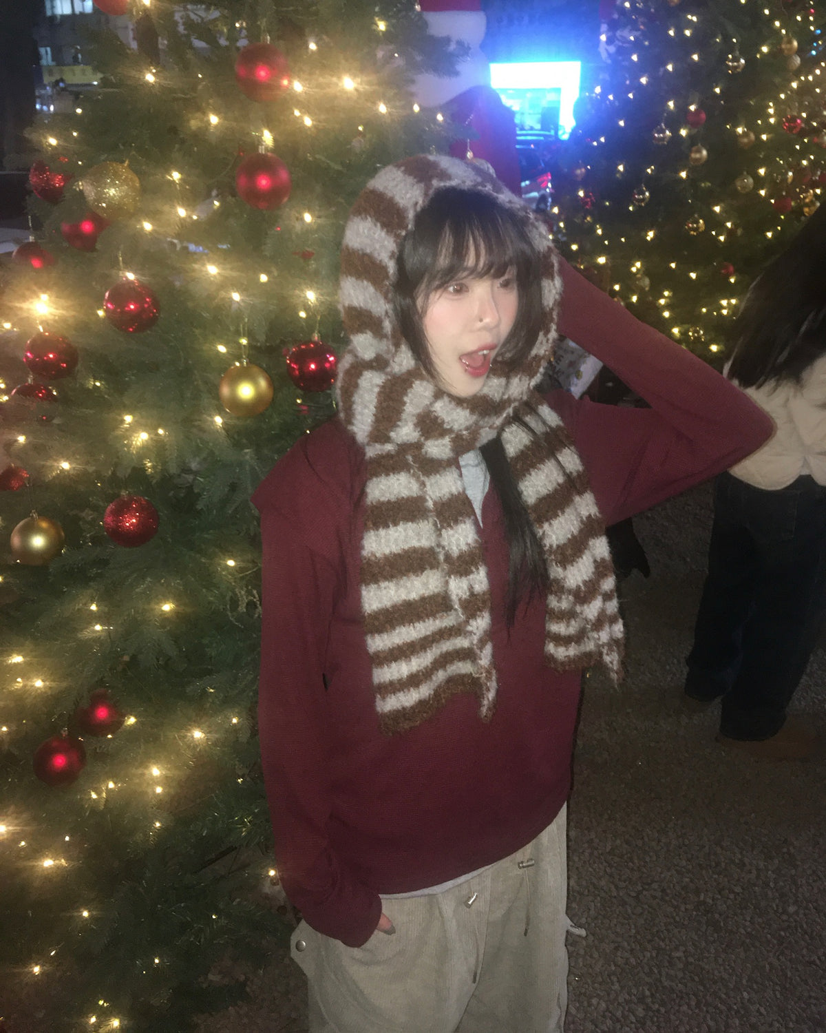 striped wool scarf (brown)