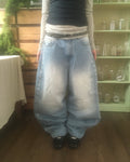 studded balloon jeans (blue)