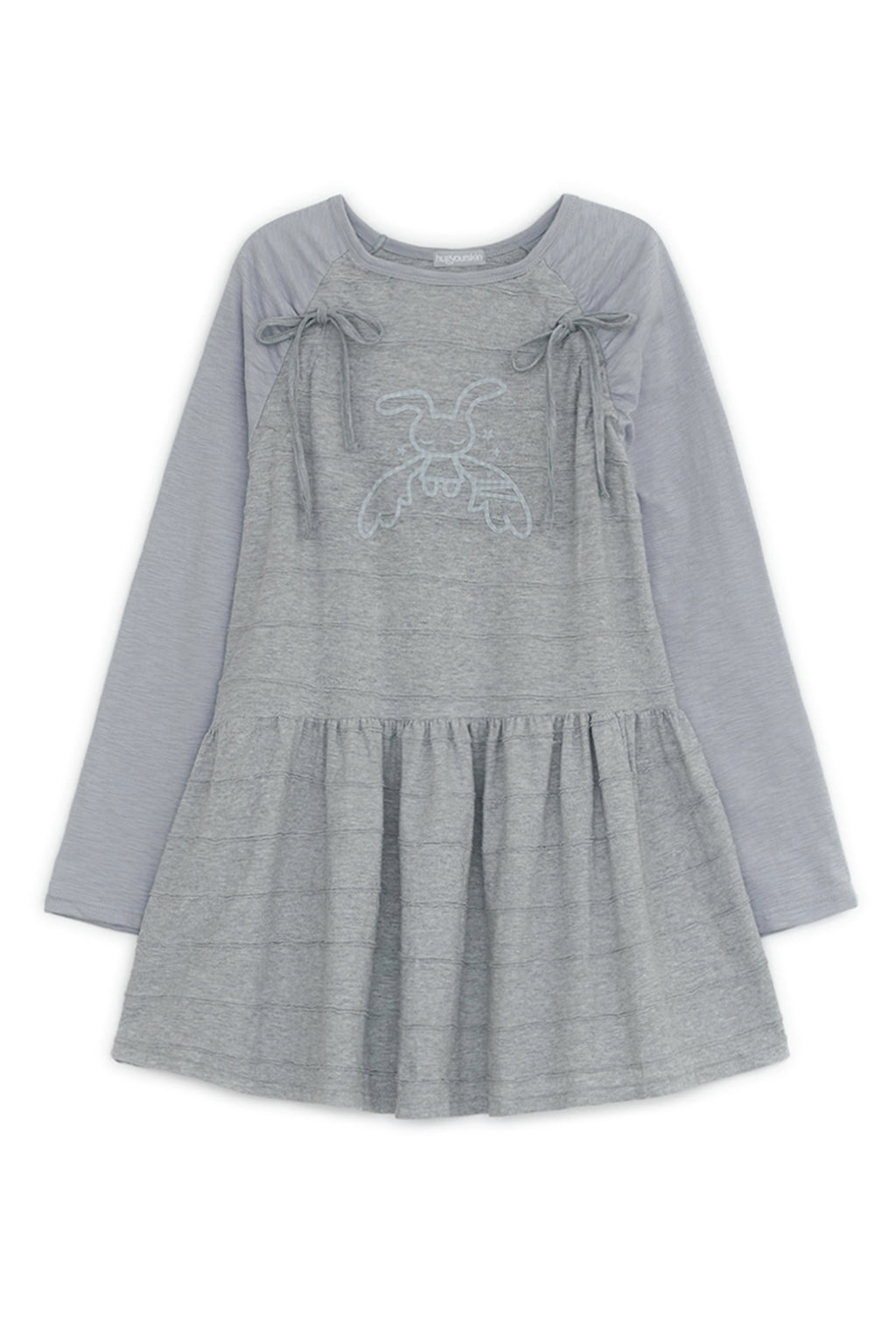 HUGYOURSKIN ANGEL PATCH RAGLAN DRESS (GREY)