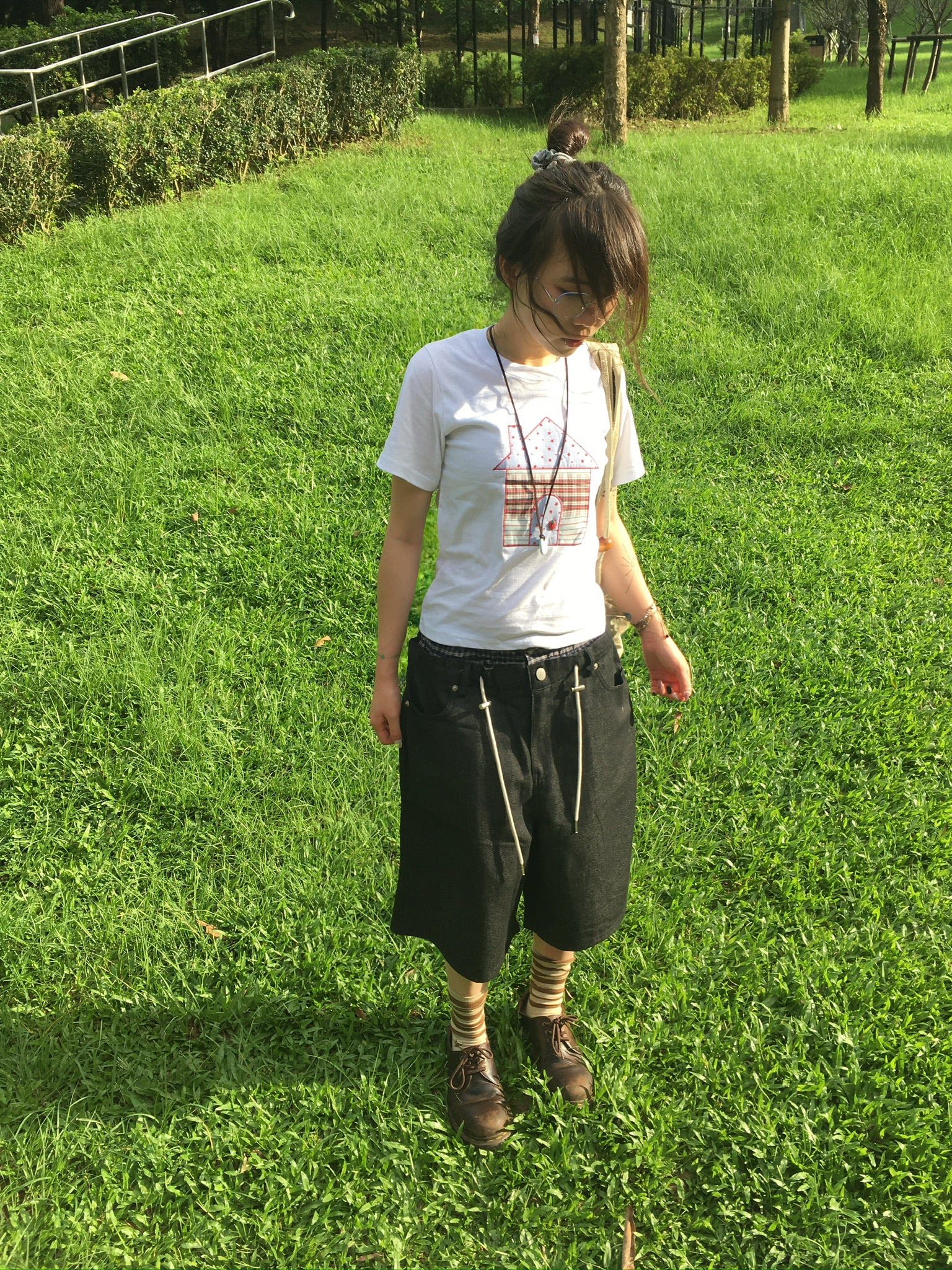 trunk layered half pants (black)
