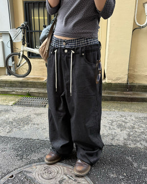 trunk layered raw jeans (black)