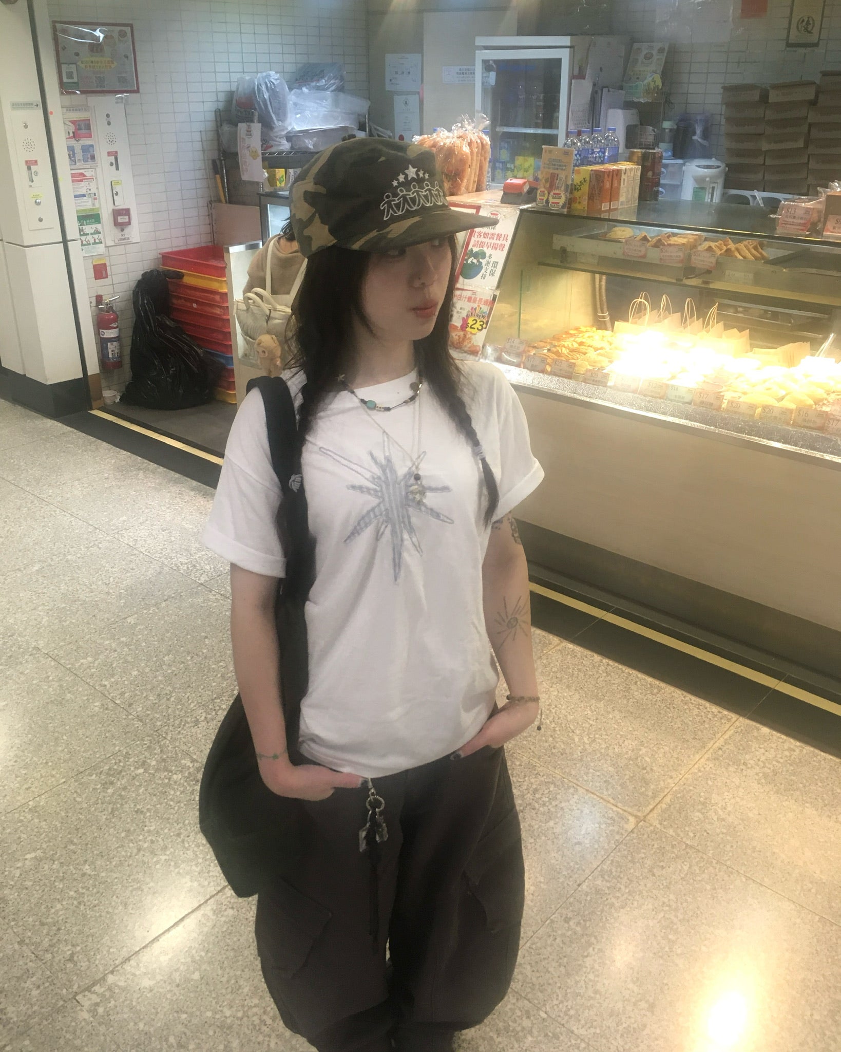 five star pillbox cap (camo)
