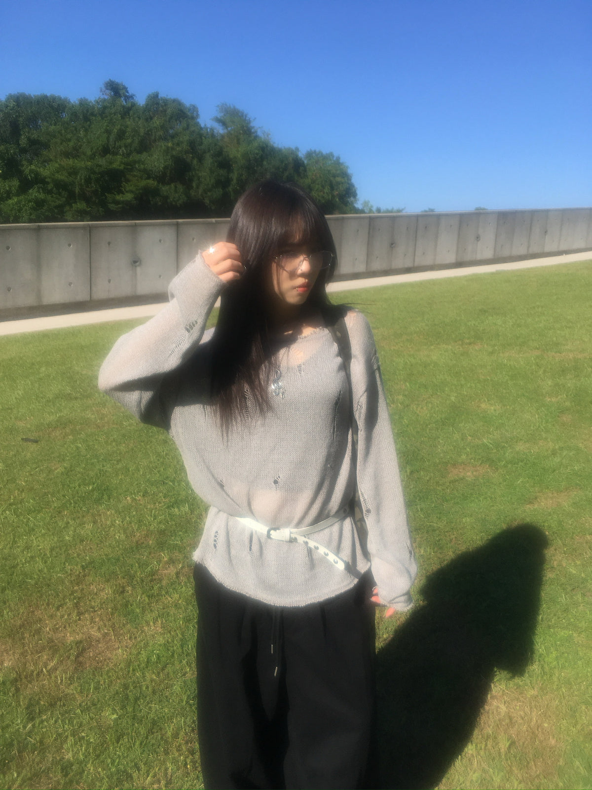 damaged mesh knit (oatmeal)
