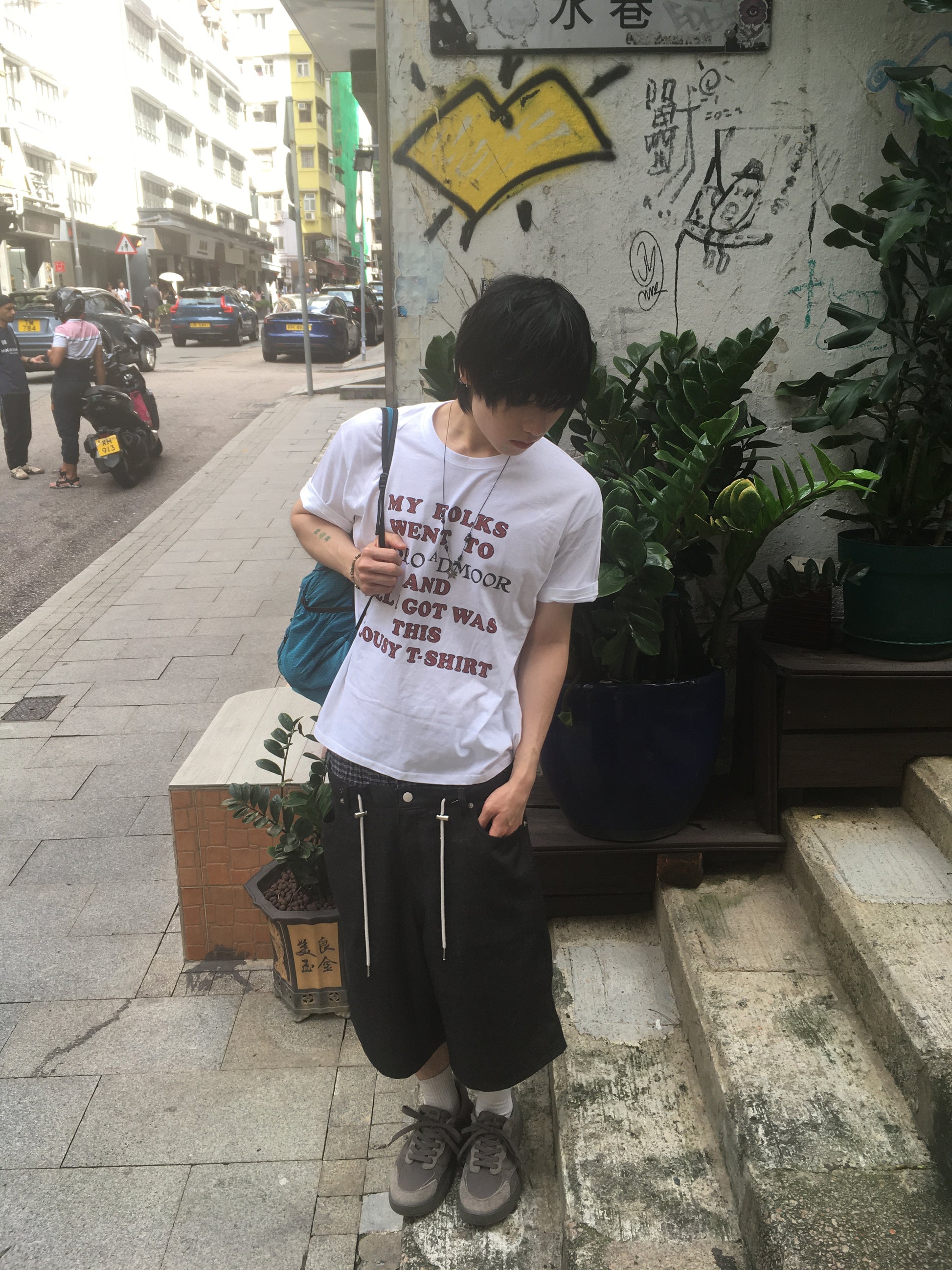trunk layered half pants (black)