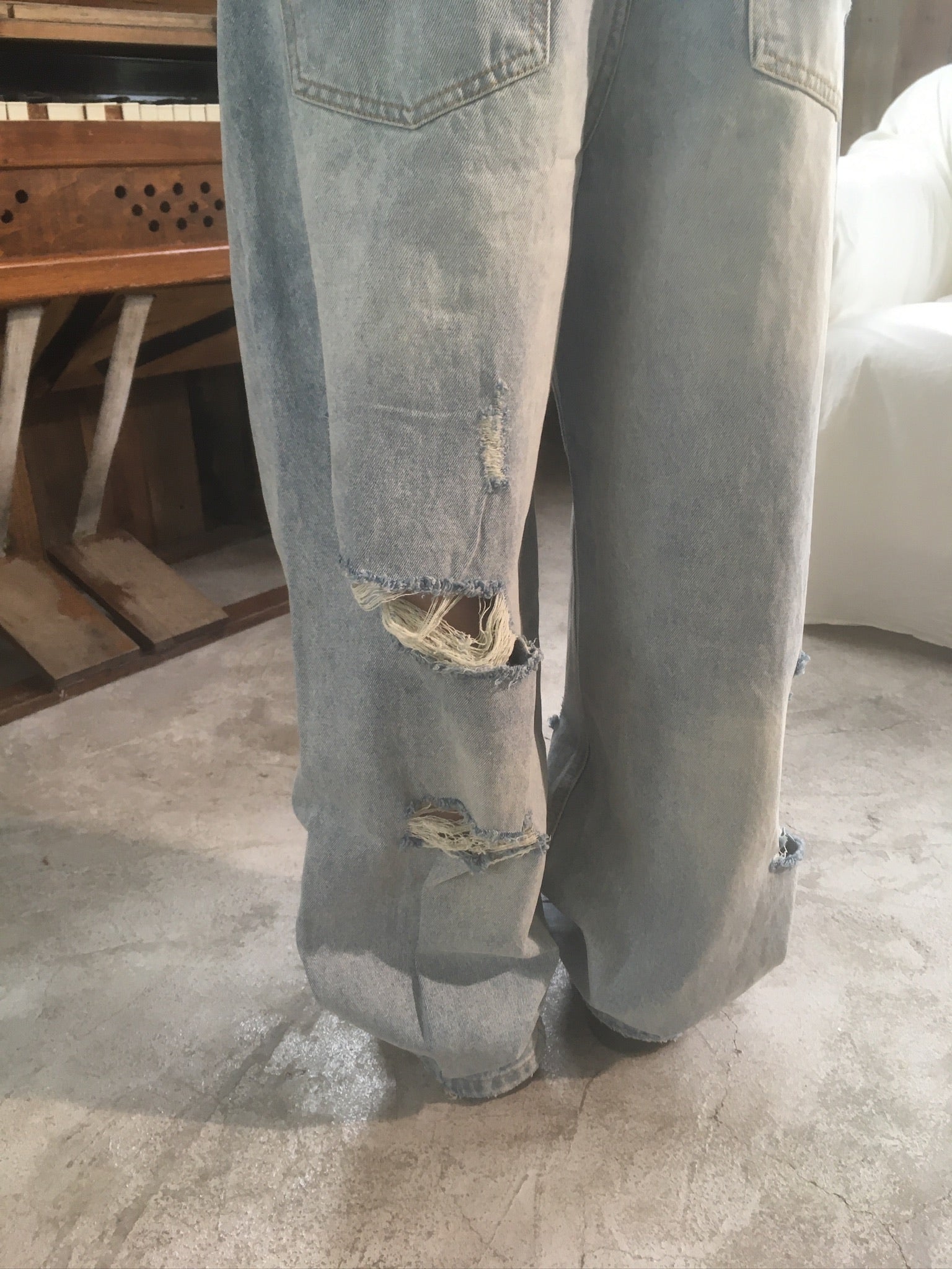 destroyed denim pants