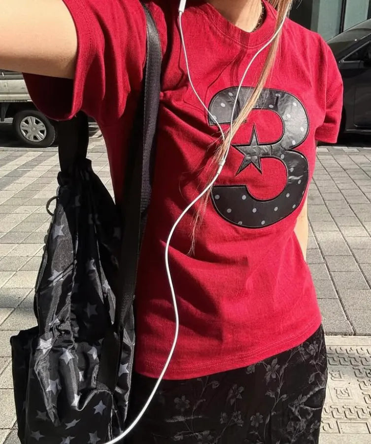 BAUF 3 LOGO DOT SLIM FIT T-SHIRT (RED)