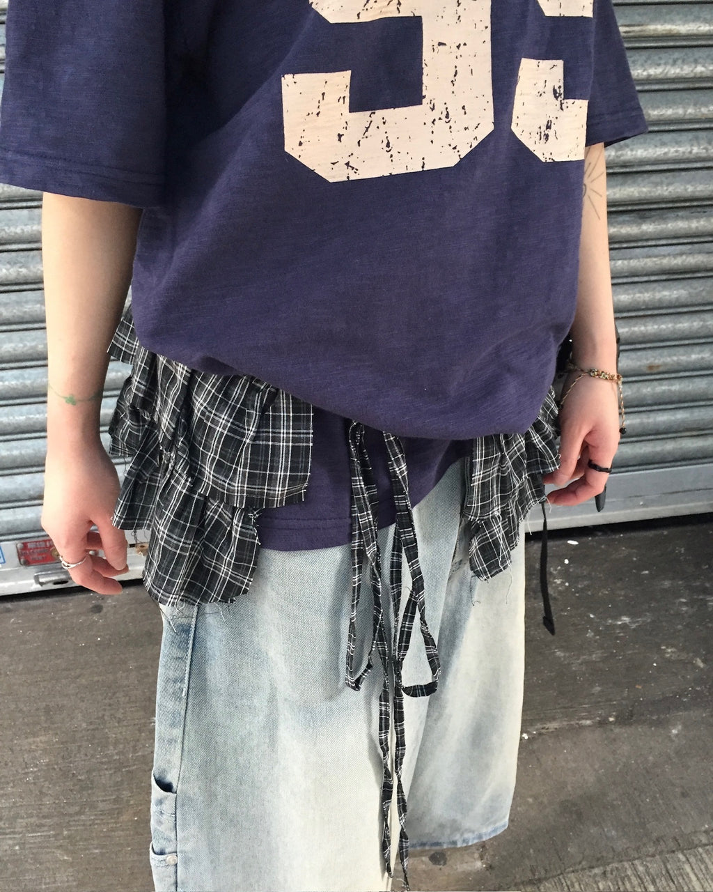 checked layer skirt (black)