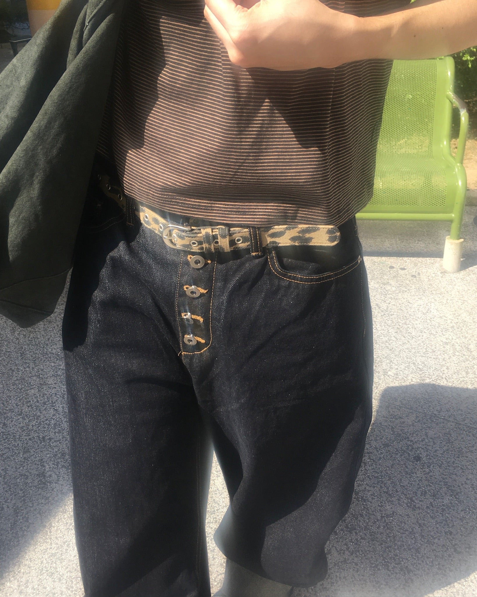 leopard eyelet belt (beige)