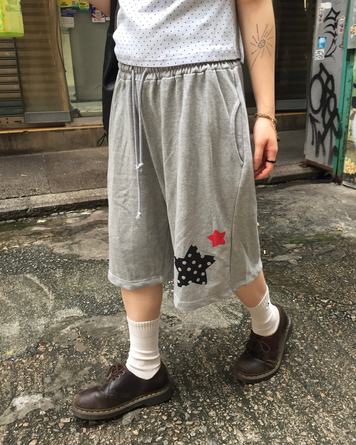 kisses cotton shorts (grey)