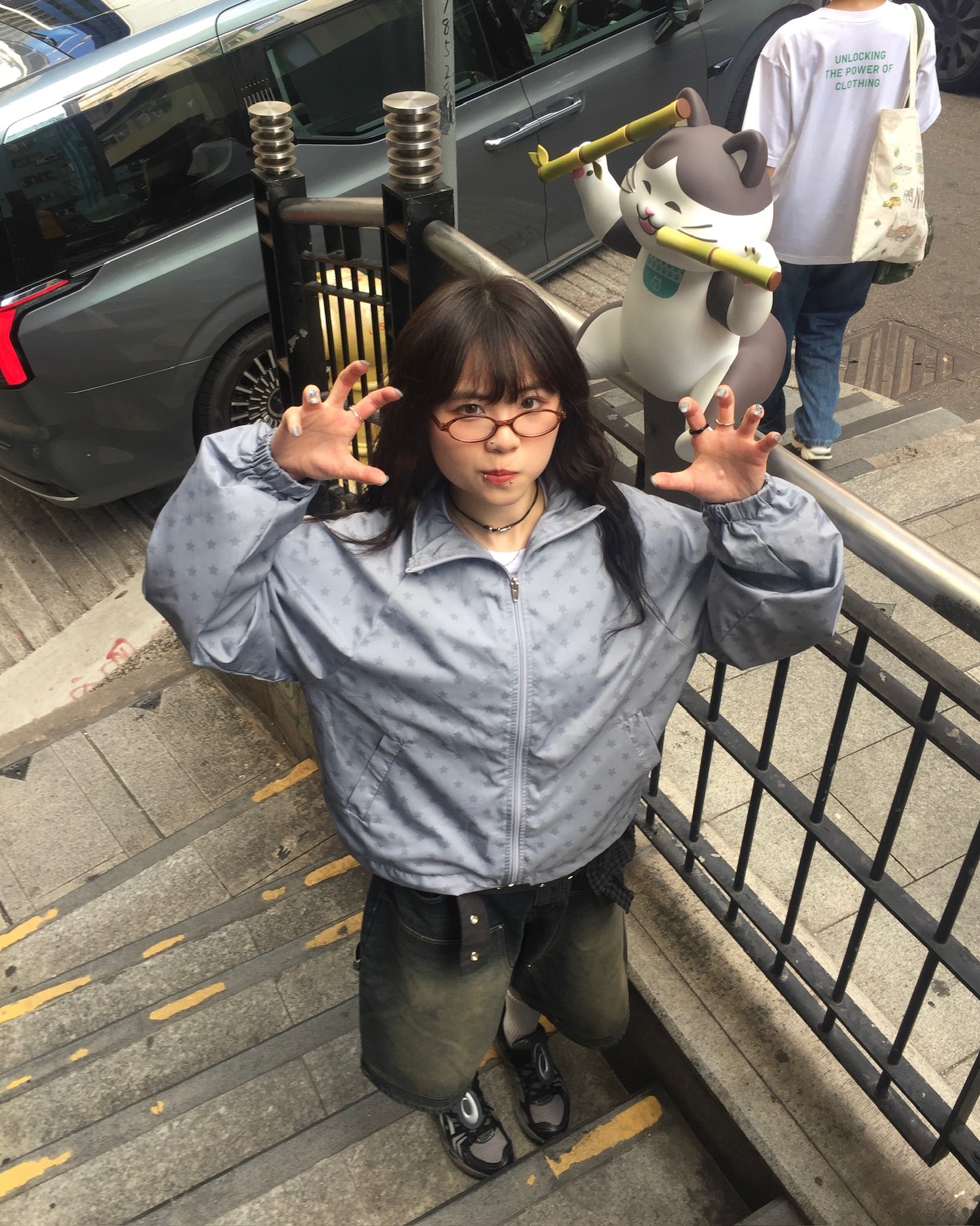 (in stock) star windbreaker jumper (grey)