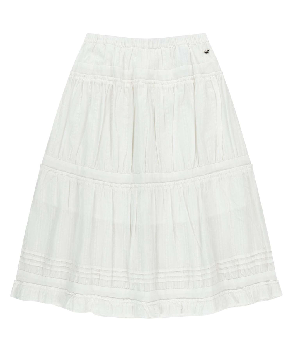 ✪【𝘱𝘳𝘦-𝘰𝘳𝘥𝘦𝘳】coyseio shirring midi skirt (white)
