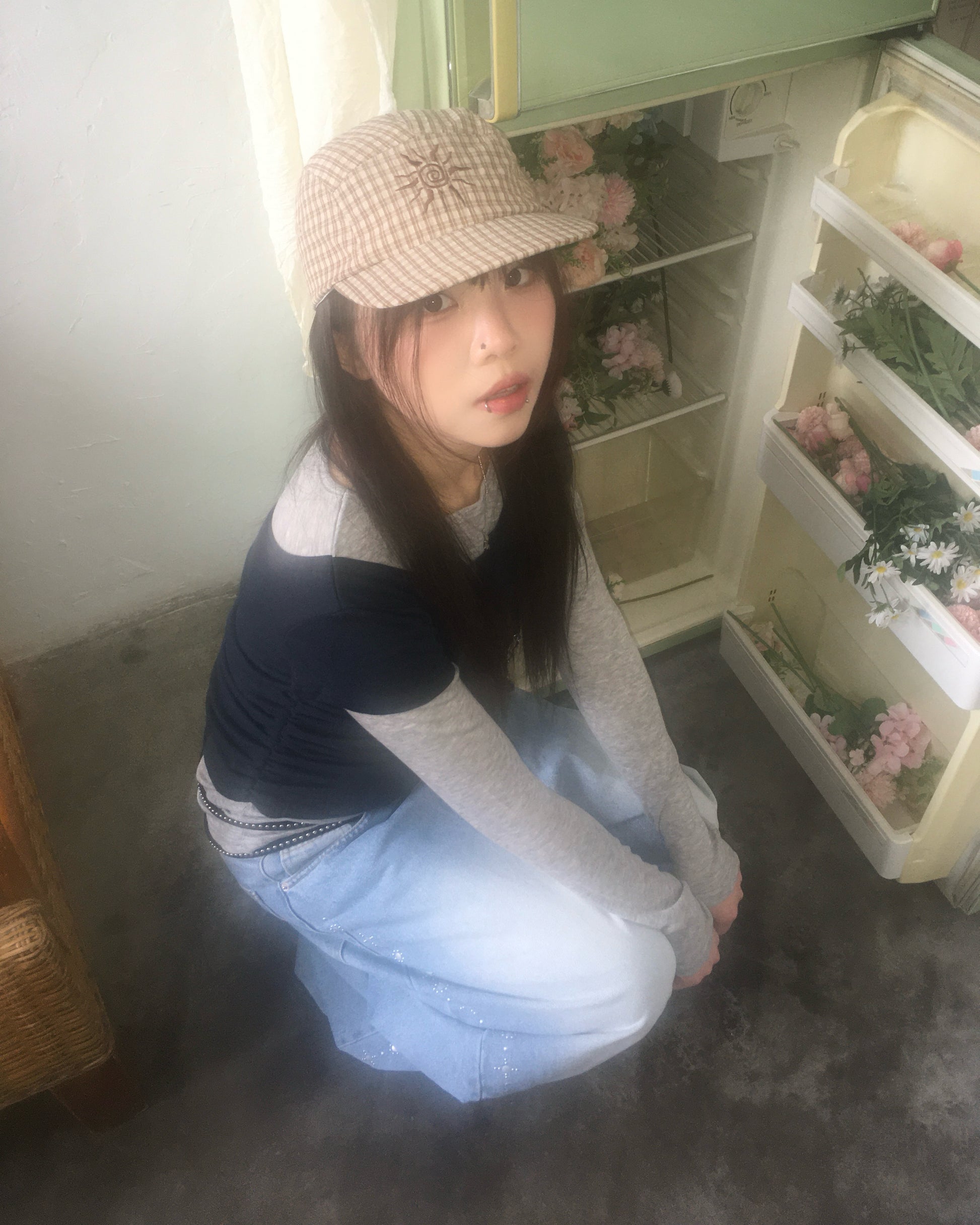 studded balloon jeans (blue)