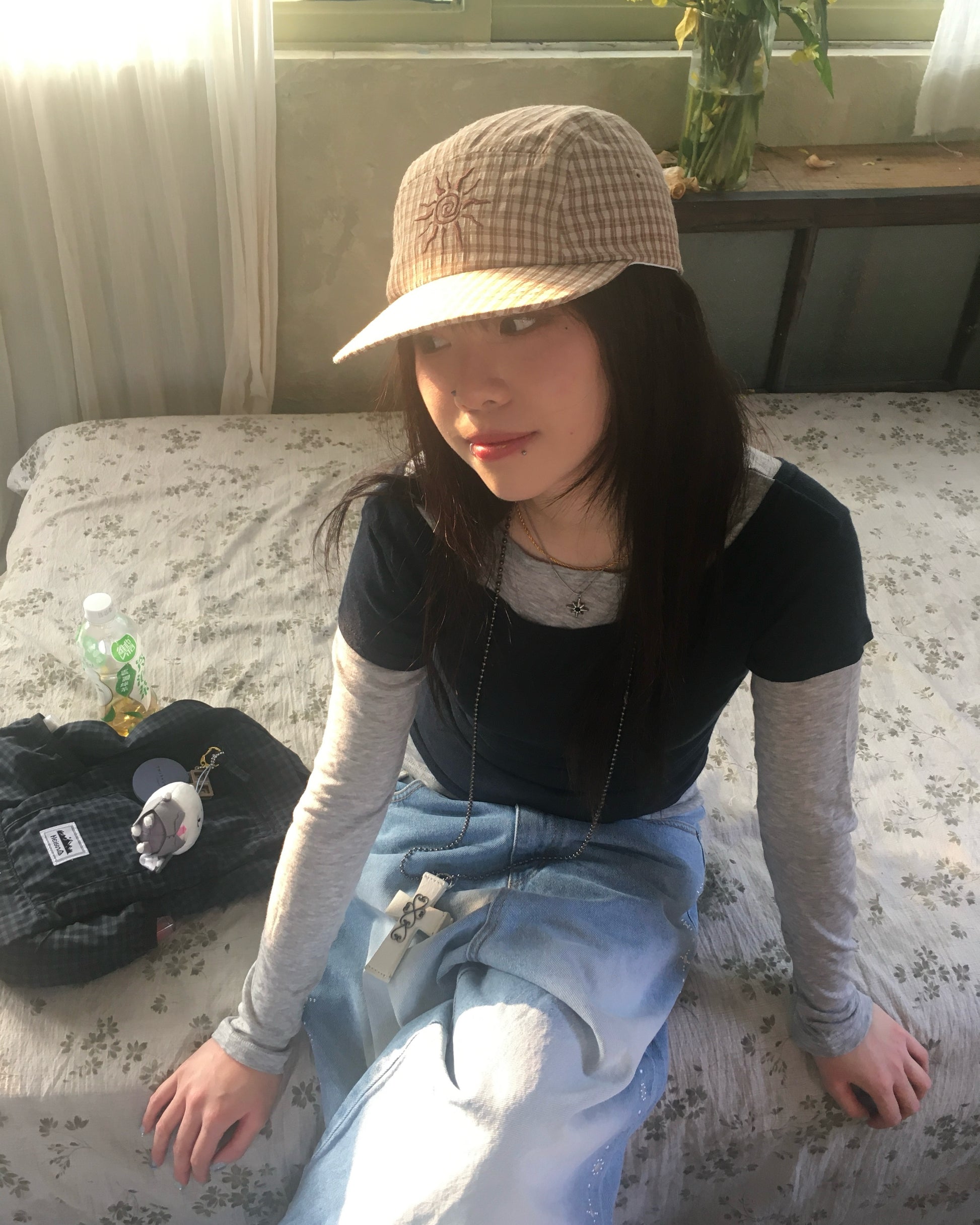 tencel color layered tee (grey)