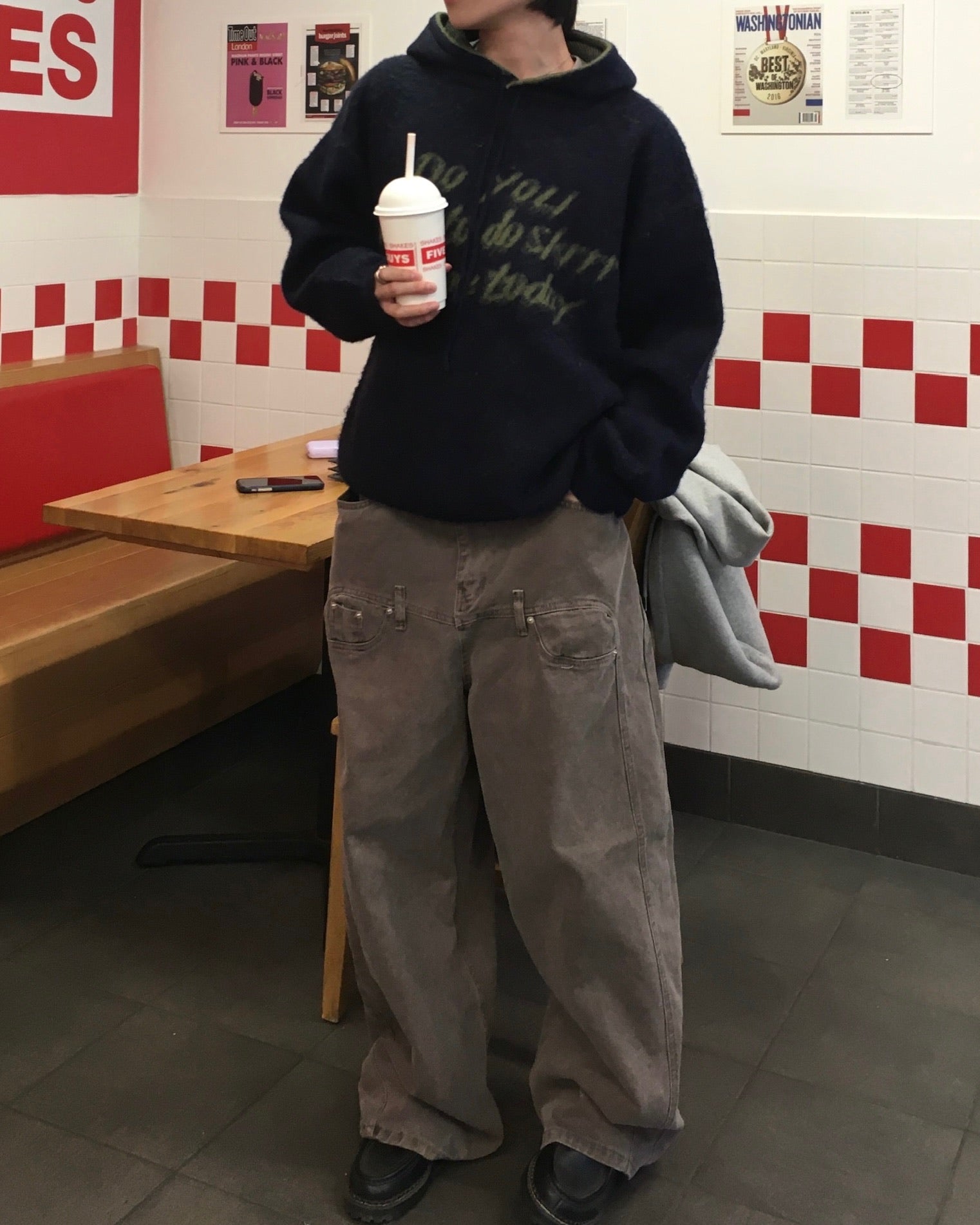 simple wide denim pants
