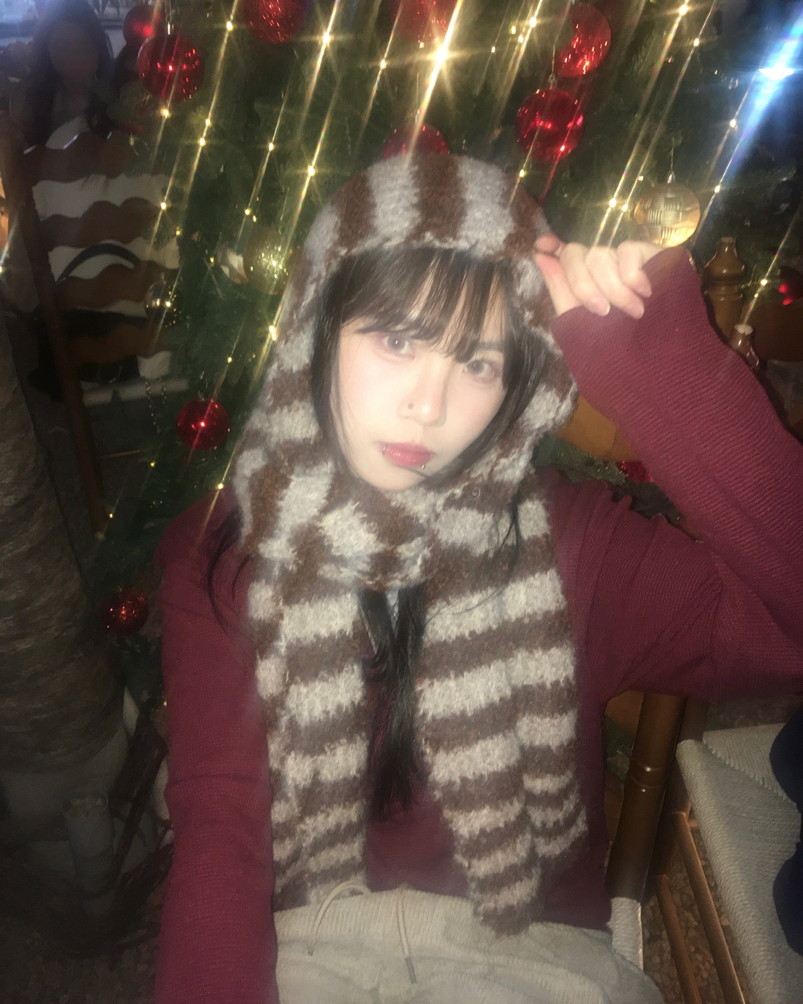 striped wool scarf (brown)