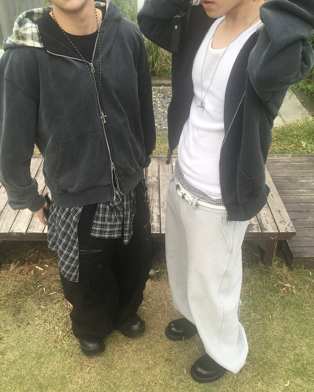 trunk layered sweat pants (grey)