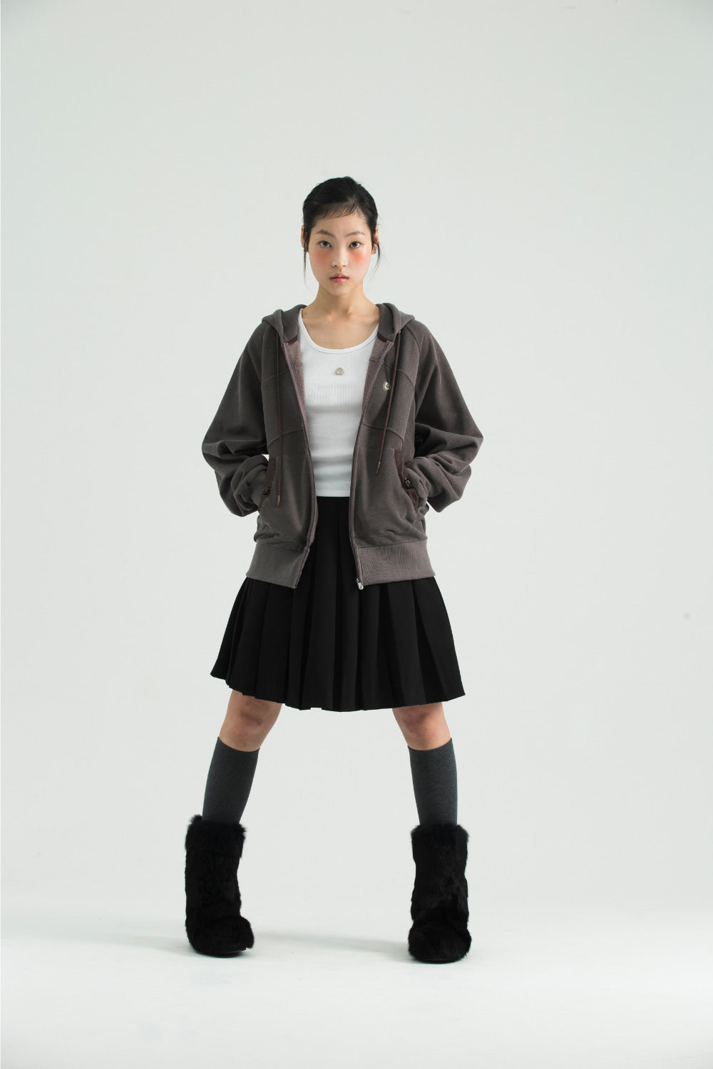 ✪【𝘱𝘳𝘦-𝘰𝘳𝘥𝘦𝘳】coyseio string pocket hood zip-up (3 color)