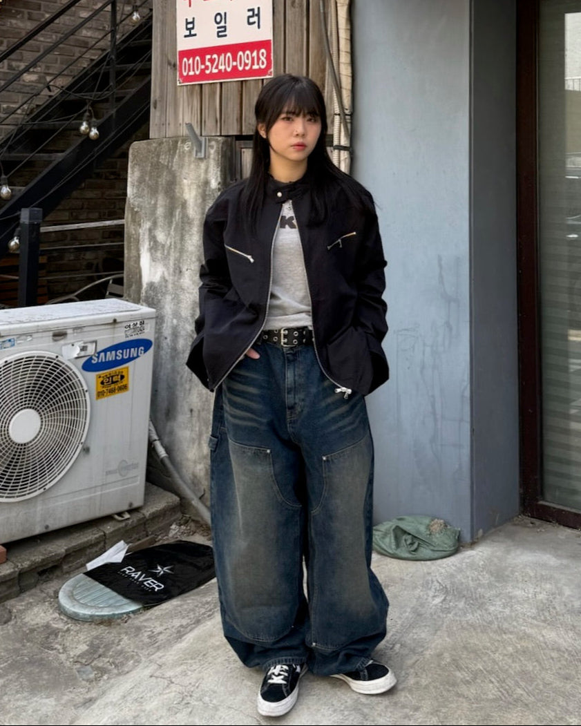 vintage layer washed jeans (blue)