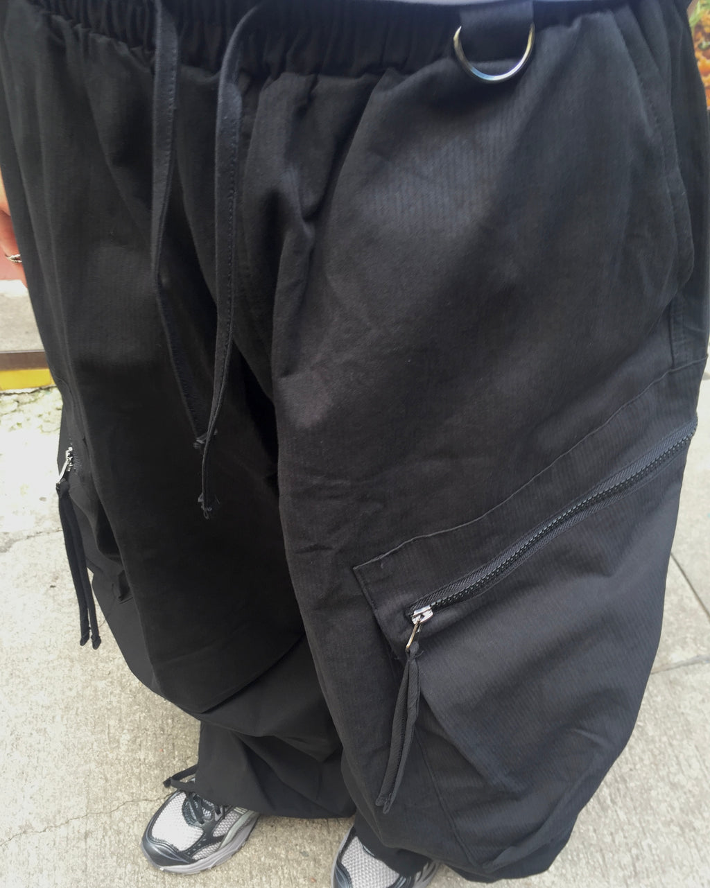 zipper cargo balloon pants (black)